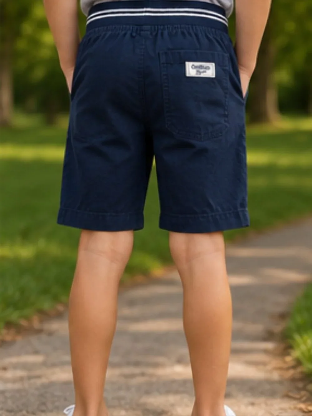 OshKosh - Boys Navy Blue Stretch Cargo Shorts Size 8 Drawstring Waist [NWT]